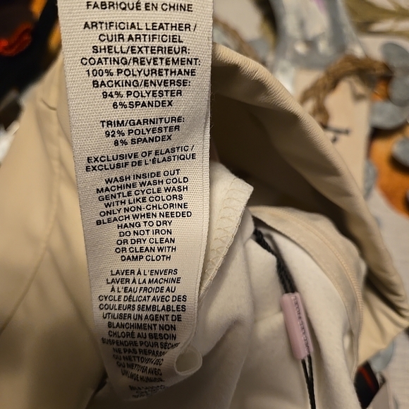 Anthropologie Avec Les Filles High-Waisted Faux Leather Slit Legging Ivory S NWT - Picture 9 of 9